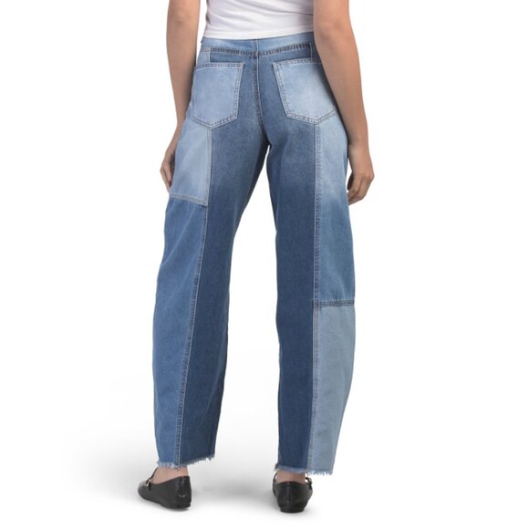 FLYING ANGEL Two Tone Patchwork Barrel Jeans - Picture 2 of 2